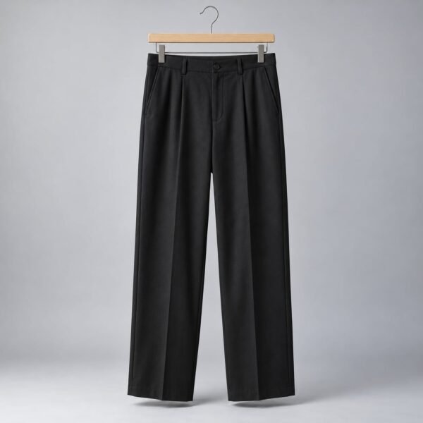 Black relaxed trousers — illustrative sample product