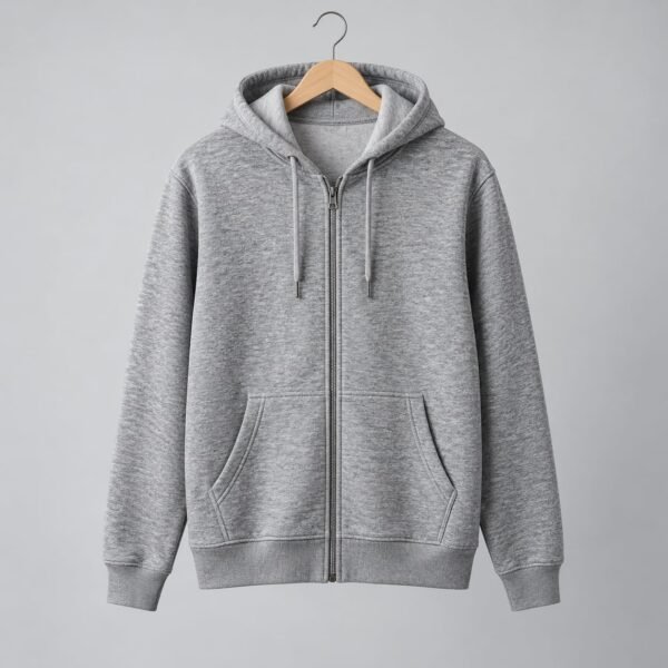 Grey zip hoodie — illustrative sample product